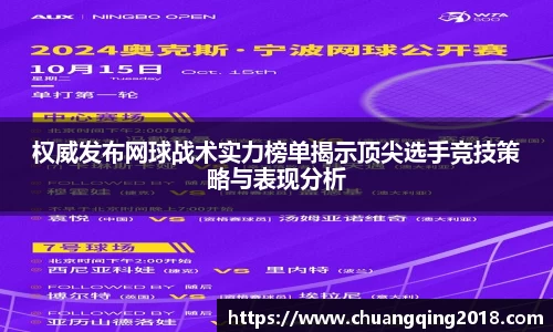 权威发布网球战术实力榜单揭示顶尖选手竞技策略与表现分析