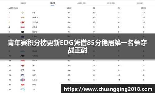 青年赛积分榜更新EDG凭借85分稳居第一名争夺战正酣